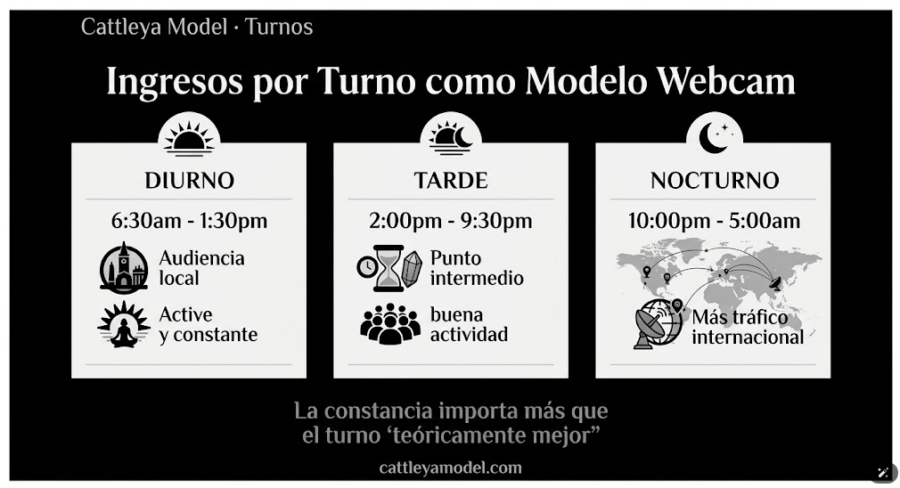 infografía ingresos por tuno modelos webcam mañana tarde y noche 