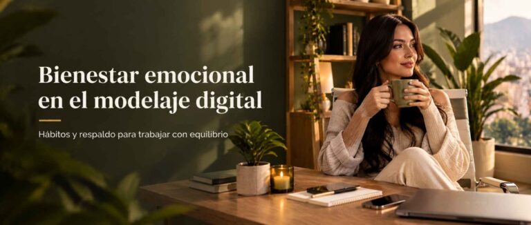 Bienestar emocional en el modelaje digital: hábitos y respaldo para trabajar con equilibrio